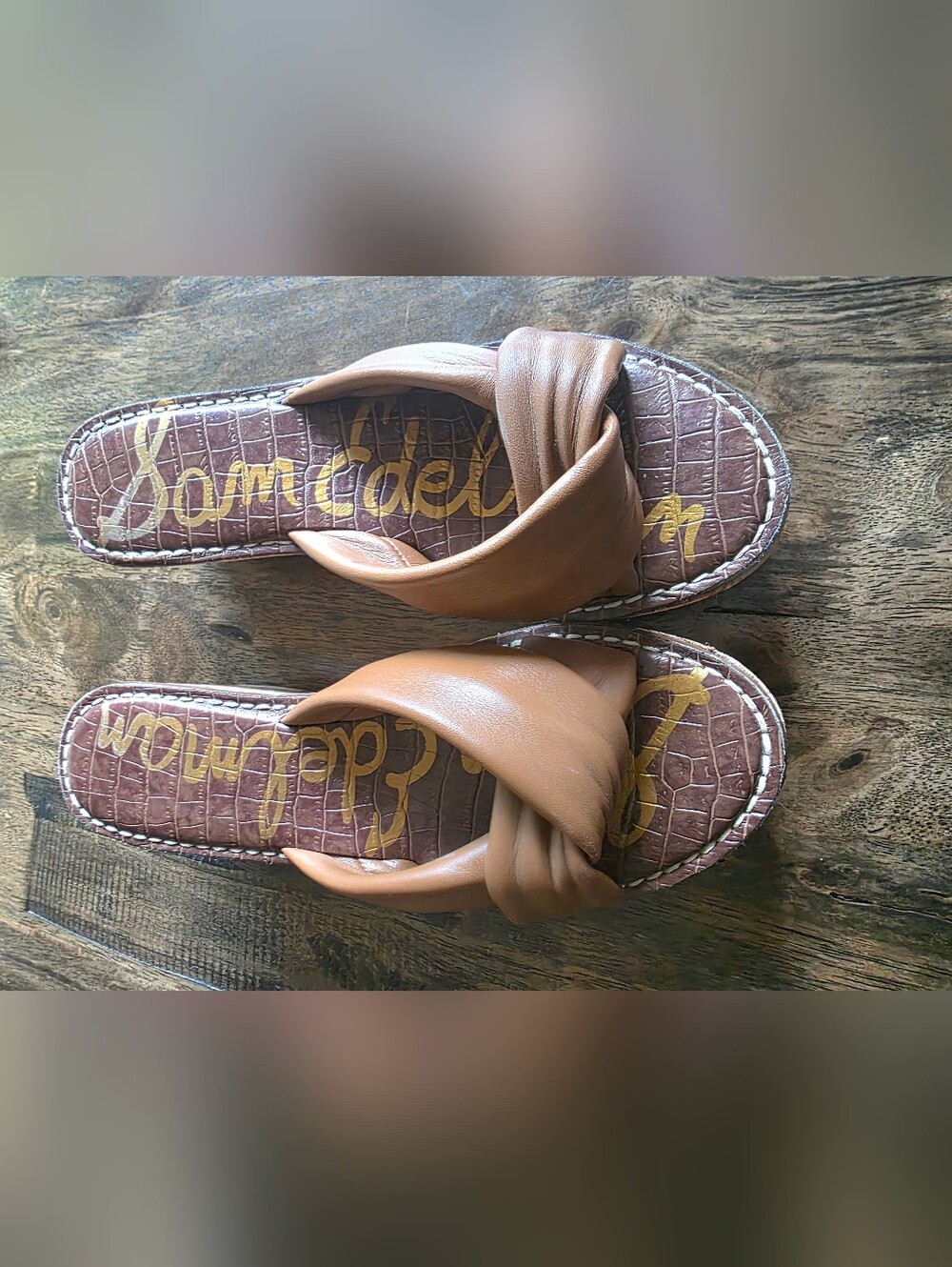 Sam Edelman Tan Leather Slide Sandals